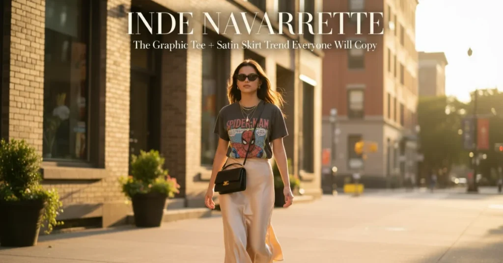 Graphic Tee with Satin Skirt
