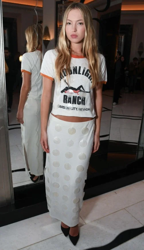 Graphic Tee with Satin Skirt