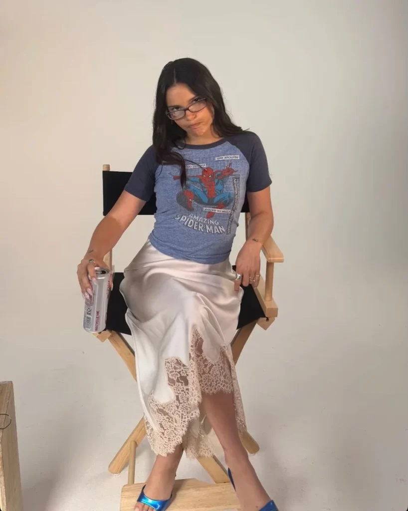 Graphic Tee with Satin Skirt